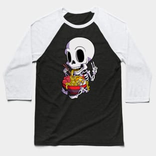 Kawaii Japanese Ramen Skeleton Halloween Anime Food Lovers Baseball T-Shirt